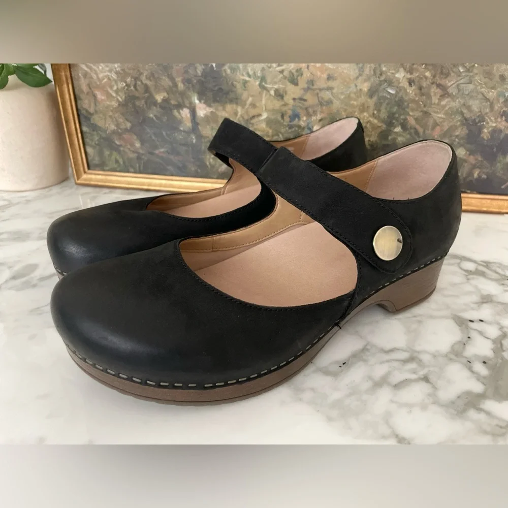 Dansko Beatrice Mary Jane Black Burnished Leather Size 40 - Picture 4 of 11